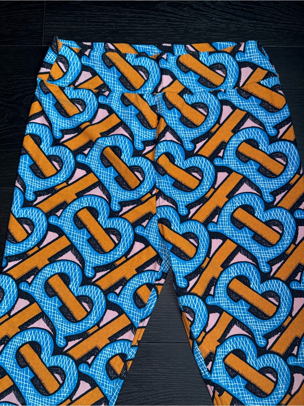 Burberry Blue & Orange Logo-Pattern Leggings - Picture 2 of 6